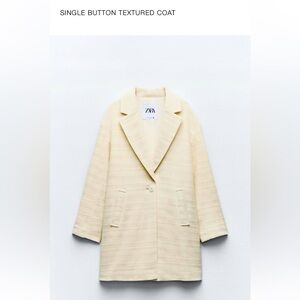 Zara Coat. Front welt pockets. Single button front closure. Stunning. NWT.